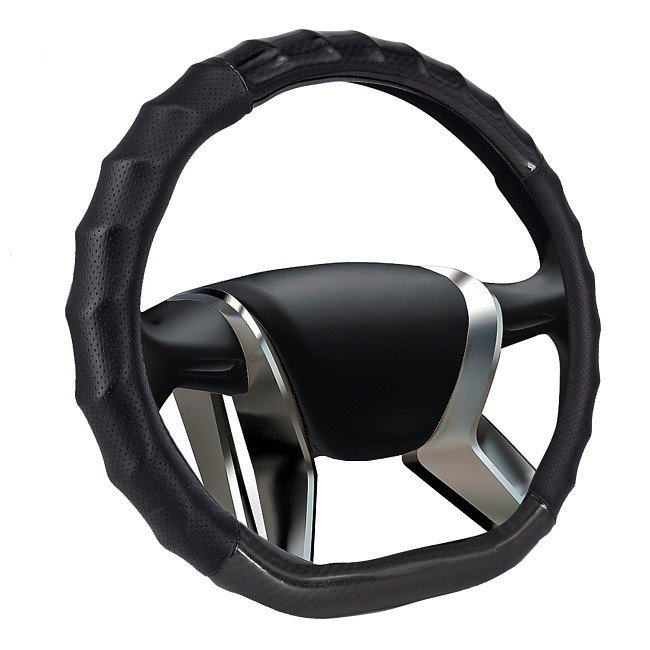 Оплетка на руль    SENATOR Denver-D экокожа перфорированная с вставками под карбон, M  /ЧЕРНЫЙ