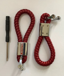 Брелок кожа плетенная  AMG  Красный