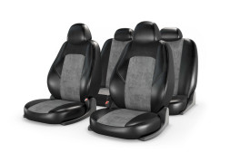 Чехлы  «RANGER JACQUARD», черный/серый/серый  (Экокожа+жаккард)