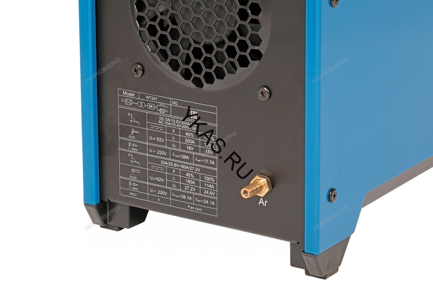 Инверторный сварочный аппарат NORDBERG WT201 (TIG+MMA, AC/DC, 220В)