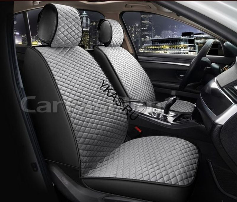 Накидки Фронт   «ROMB FRONT»  Серый/Чёрный/Серый  (велюр/экокожа)