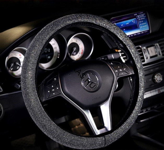 Оплетка на руль   Swarovski №2 - М,  Черный