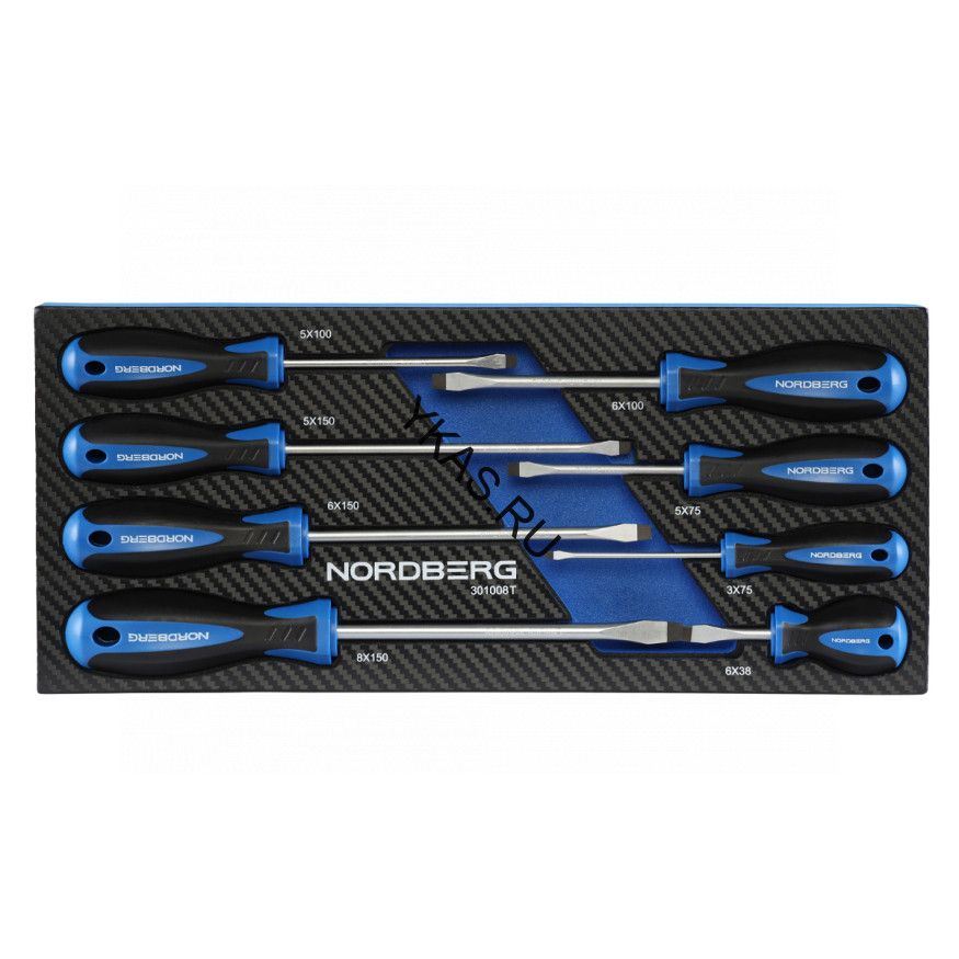 Набор отверток шлицевых NORDBERG в ложементе  (8 штук)