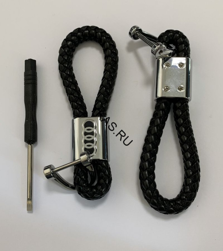 Брелок кожа плетенная  AMG  Черный