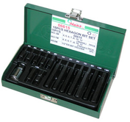 Инструмент HANS. Набор бит шестигранных (30/75 мм) 4-12мм, 15 предметов (06615)