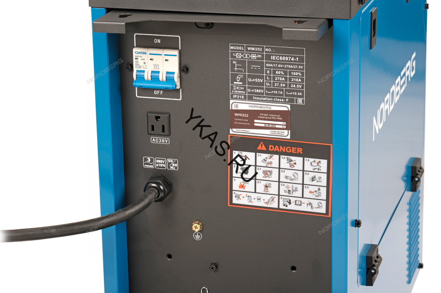 Инверторный сварочный аппарат NORDBERG WMI252 (MIG/MAG/MMA, 380В)