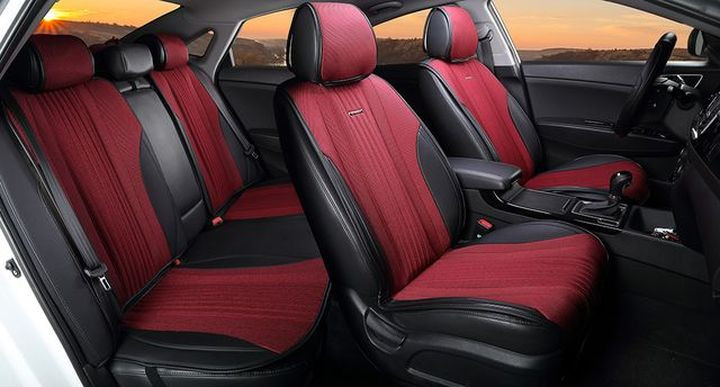 Комплект Накидок  «GRAND PLUS»  Чёрный/Красный  (твид экстра-класса/экокожа)