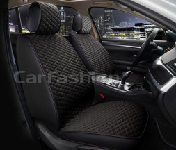 Накидки Фронт   «ROMB FRONT»  Чёрный/Чёрный/Красный  (велюр/экокожа)