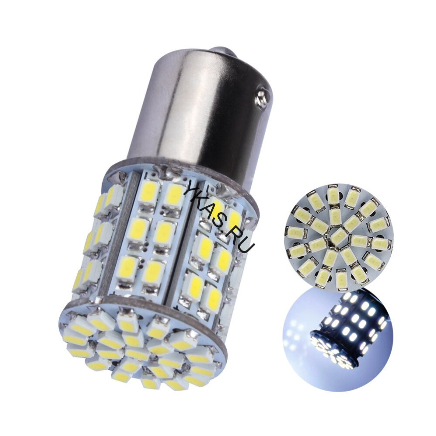 SOLAR  Свет-од  12V  T15  64 SMD 1206   BA15S белый