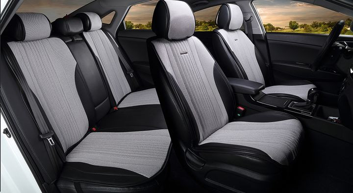 Комплект Накидок  «GRAND PLUS»  Чёрный/Серый  (твид экстра-класса/экокожа)