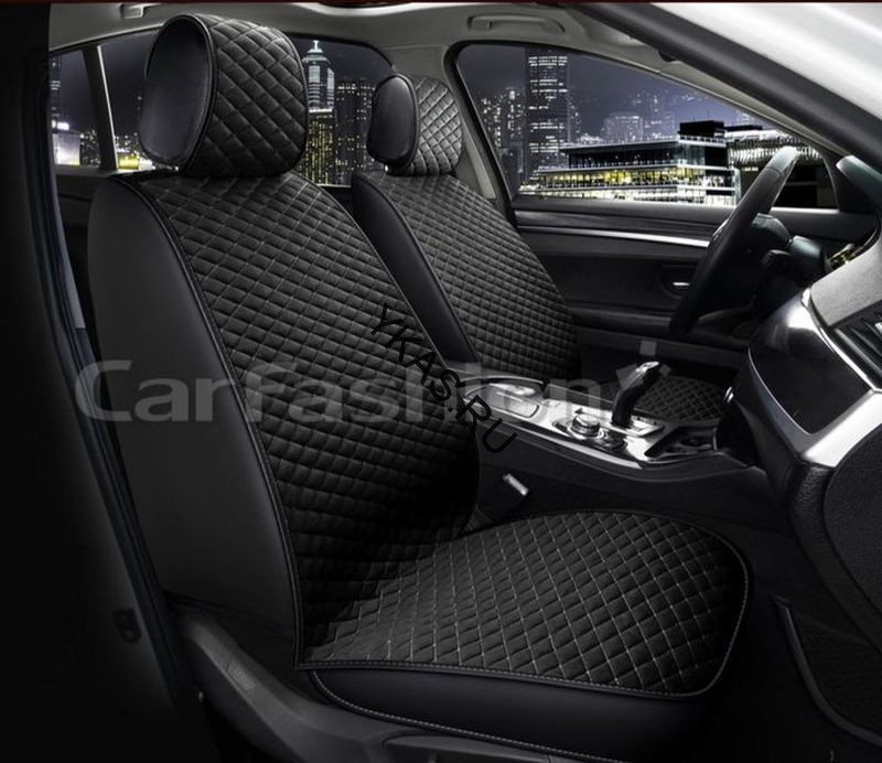 Накидки Фронт   «ROMB FRONT»  Чёрный/Чёрный/Серый  (велюр/экокожа)