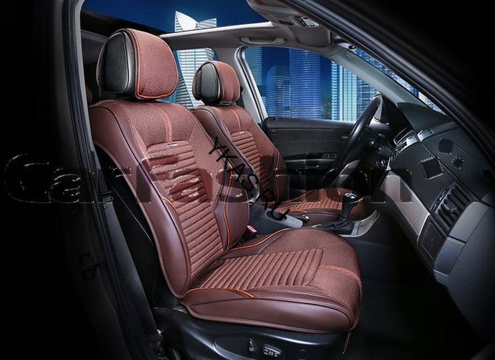 Накидки Фронт  «SECTOR»  Св.Коричневый/Коричневый/Коричневый  (твид экстра-класса/экокожа)