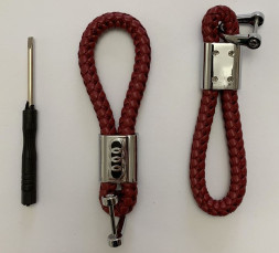 Брелок кожа плетенная  AUDI  Красный