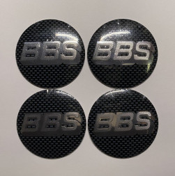 Этикетки на диски (метал) диам. 56,5мм. "BBS" карбон (4 шт.)