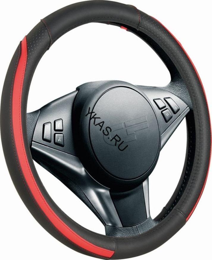 Оплетка на руль   CF  STEP - М, Чёрный/Чёрный/Красный