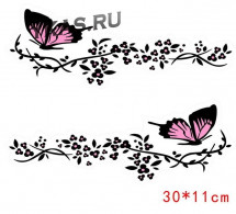 Наклейка  Бабочки розовые  30x11см