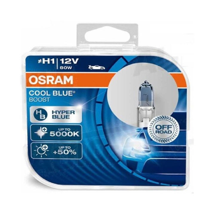 Лампа OSRAM 12V     H1   80W  CBB Cool Blue Boost +50%  BOX  P14,5s  (2 шт.) (голуб.5000К)