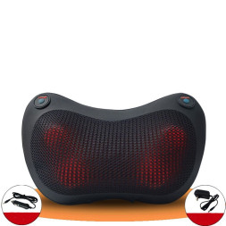 Подголовник массажный с подогревом Carlife 12V, 220V  Черный