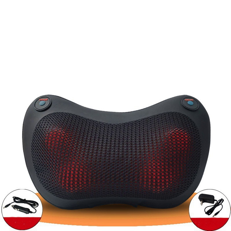 Подголовник массажный с подогревом Carlife 12V, 220V  Черный