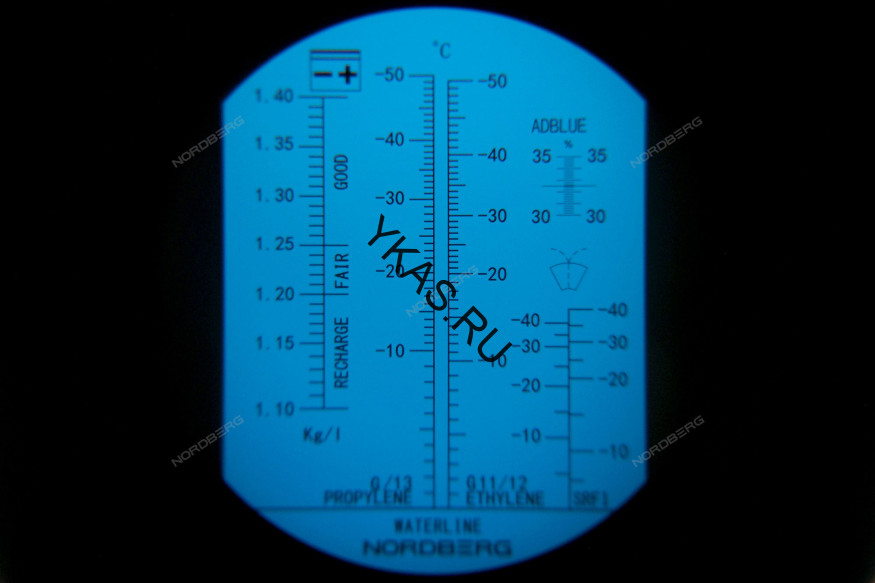 Рефрактометр NORDBERG DR702 с подсветкой (для омывающей, охлаждающей, аккумуляторной жидкости и AdBlue)