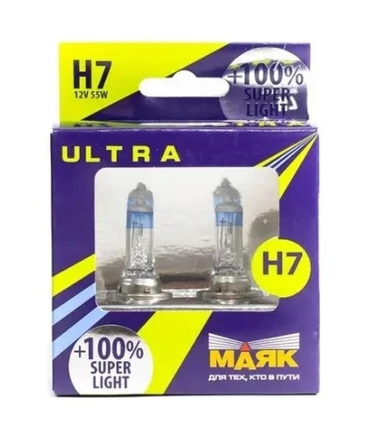 Лампа МАЯК 24V    H7   70W   Ultra PX26d Super Light+100% (к-т.2шт)