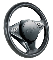 Оплетка на руль CF HILS - М, Чёрный/БО (кожа)