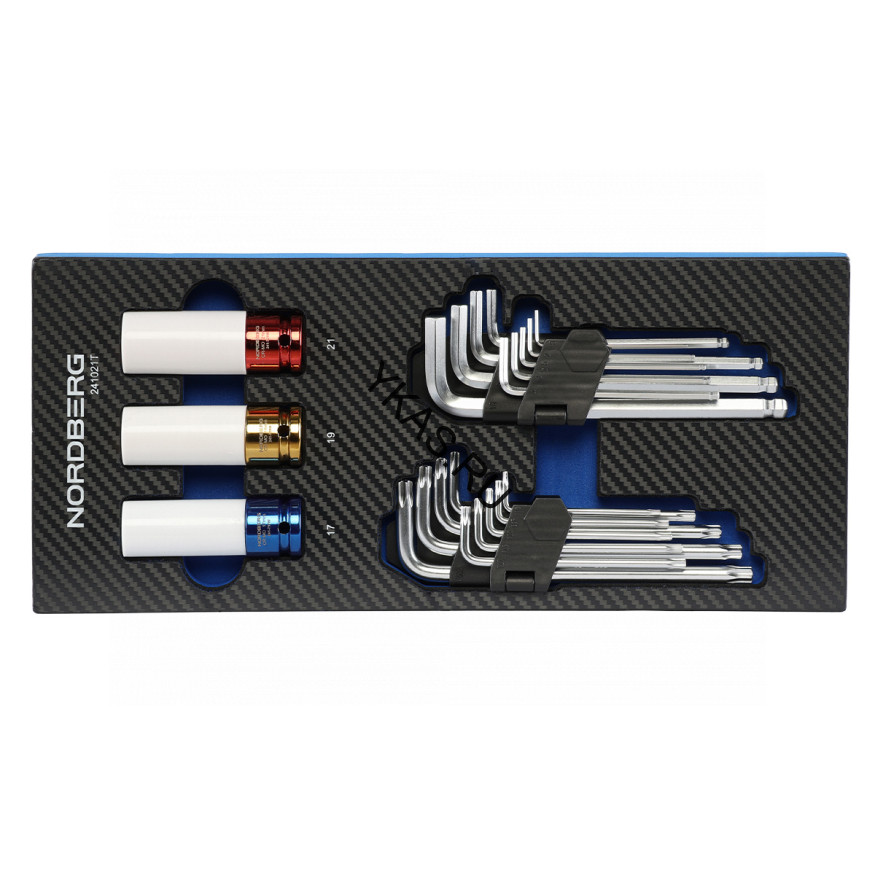 Набор шестигранных ключей и ударных головок NORDBERG  в ложементе (21 предмет)
