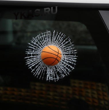 Наклейка удар в стекло баскетбольный мяч