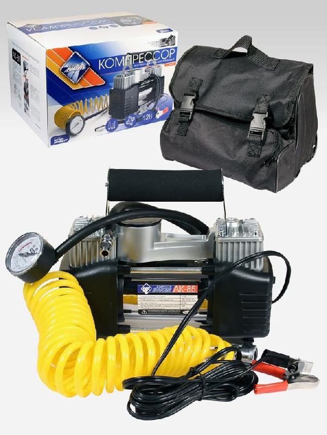 Компрессор  TORNADO АК-75  10Атм/75л/150 PSI/клеммы /двухпоршневой/шланг/метал.корпус/ СУМКА