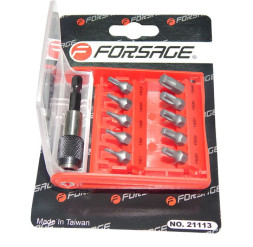 FORSAGE. Набор бит-торкс 11 предм. с битодержателем (T 7,8,9,10,15,20,25,27,30,40-25мм)