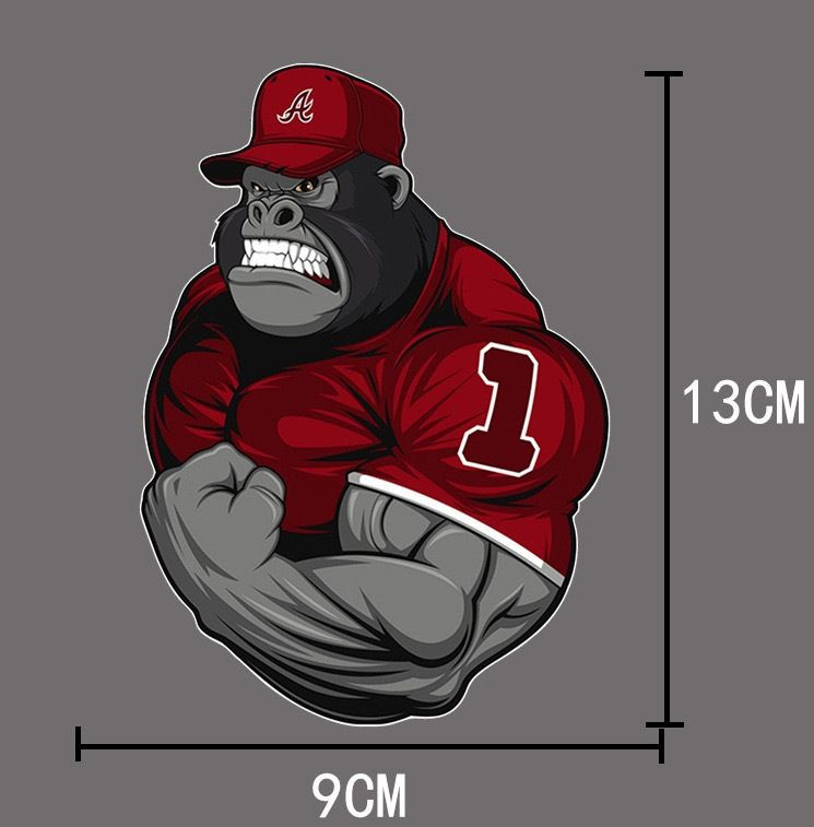 Наклейка "обезьяна качок"  13x8,8см.