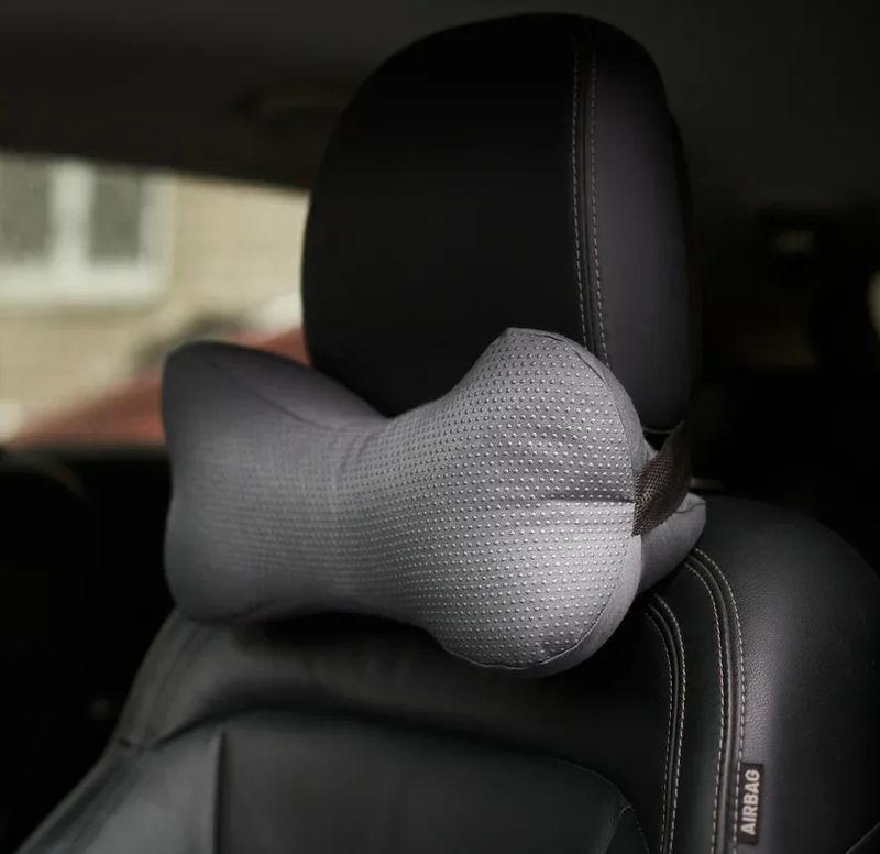 Подголовник-косточка  BioLine с наполнителем из лузги гречихи,  серый