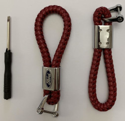 Брелок кожа плетенная  FORD  Красный