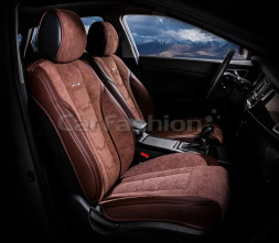 Накидки Фронт  «SMART» Кофе/Кофе/Кофе  (велюр премиум класса/экокожа)