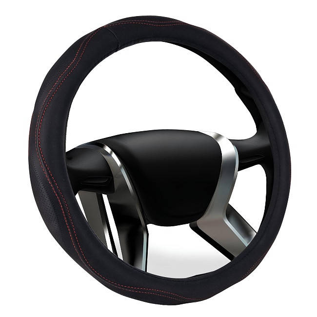 Оплетка на руль    SENATOR Omaha гладкая экокожа с вставками из перфорированной экокожи, M /черный
