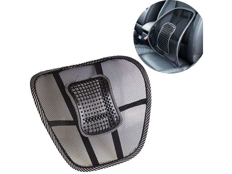 Поясничная поддержка "Nova Bright"  каркасная с массажем черного цвета (40x39см)