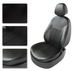 Авточехлы Экокожа Nissan X-Trail (T31) с 2007-2013г. черный (Premium)