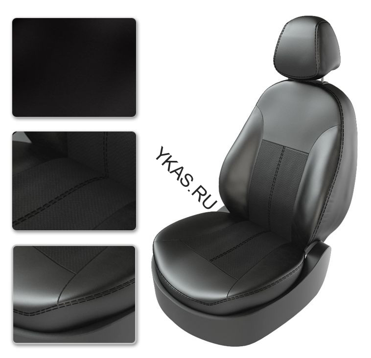 Авточехлы  Экокожа  Nissan X-Trail (T31)  с 2007-2013г.  черный (Premium)