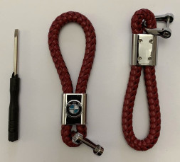 Брелок кожа плетенная  BMW  Красный