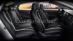 Чехлы  «5D» PREMIUM каркасные «INTEGRAL PLUS» Чёрный/Чёрный/Серый  (экокожа/нубук)