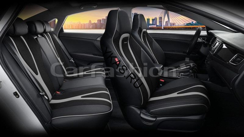 Чехлы  «5D» PREMIUM каркасные «INTEGRAL PLUS» Чёрный/Чёрный/Серый  (экокожа/нубук)