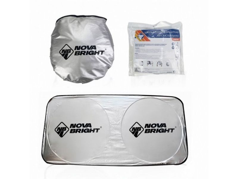 Шторки  солнцезащитные "Nova Bright"  142х67см  под лобовое стекло серебристая, полиэстер