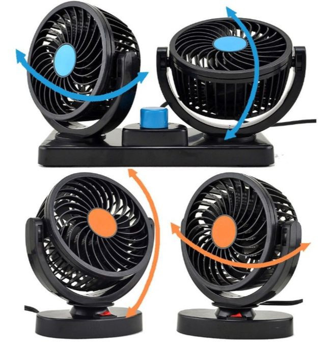 Вентилятор двойной , вращается 720° , 12V,  3m скотч