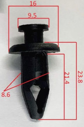 Клипсы  В=23,8 / Ш=16 мм.  (цена за упак. 10шт.)