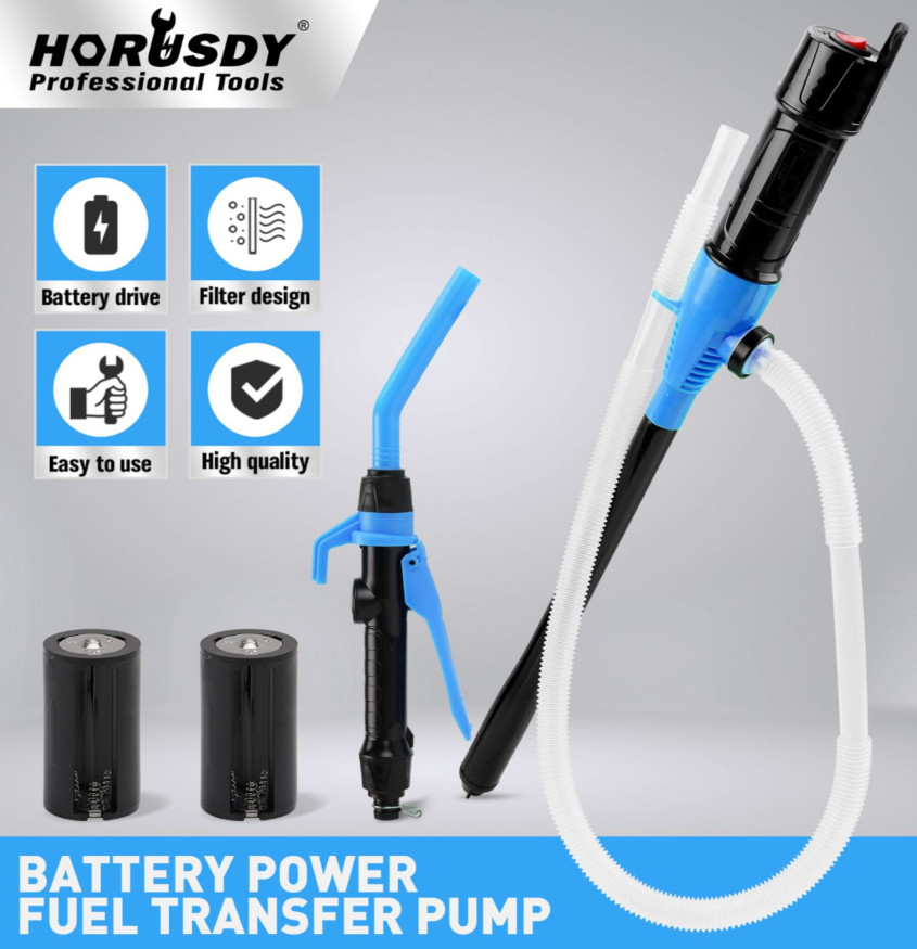 Насос для перекачки топлива 7л. в минуту, работает от батареек 6шт АА синий