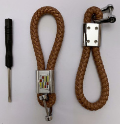 Брелок кожа плетенная  CADILLAC  Коричневый