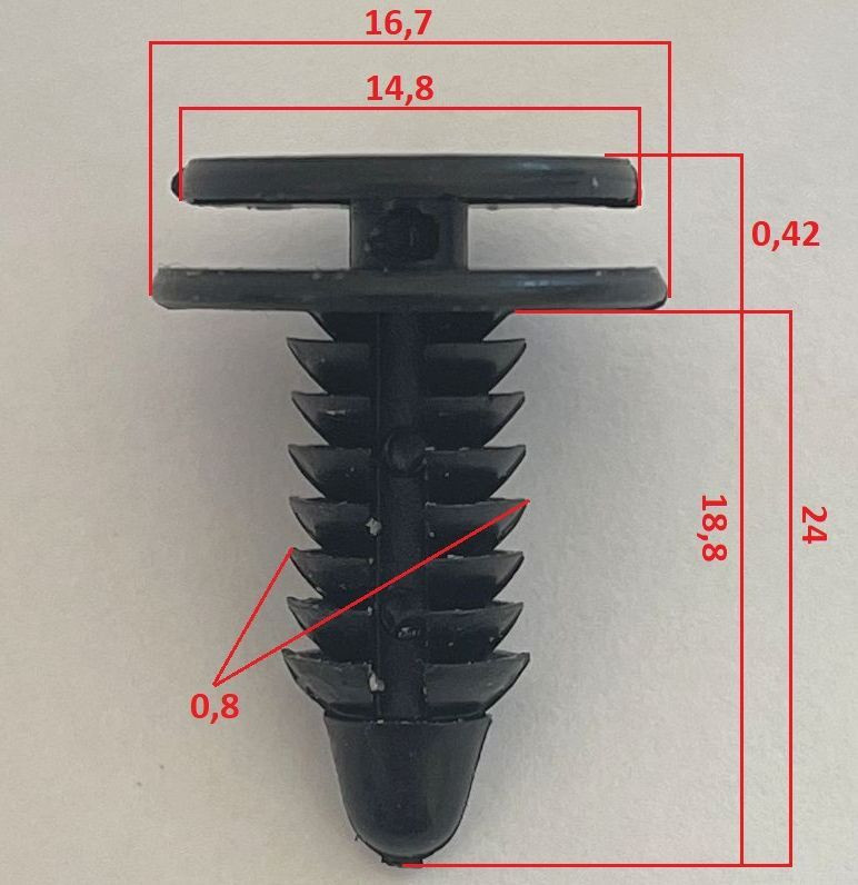 Клипсы  В=24 / Ш=16,7 мм.  (цена за упак. 10шт.)