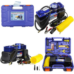 Компрессор  TORNADO АС-625  10Атм/75л/150 PSI/клеммы /двухпоршневой/шланг/кейс с инстр-ми/LED фонарь