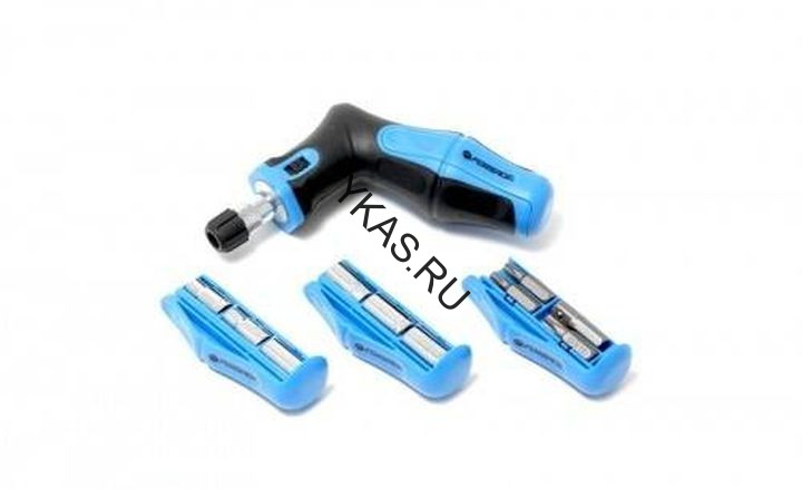 FORSAGE. Отвертка угловая реверсивная с набором бит и головок,24пр.(PH:1,2,3 PZ:1,2,3 SL:3,4,5,6мм