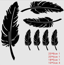 Наклейка "Перья 7шт  Черный